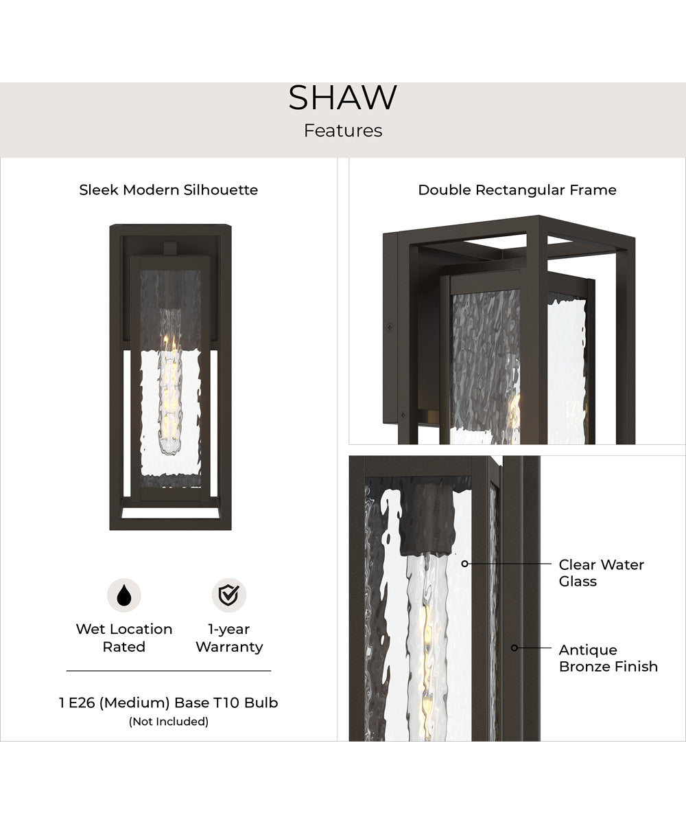 Shaw 15 inch 1 Light Outdoor Wall Light with Clear Glass Antique Bronze