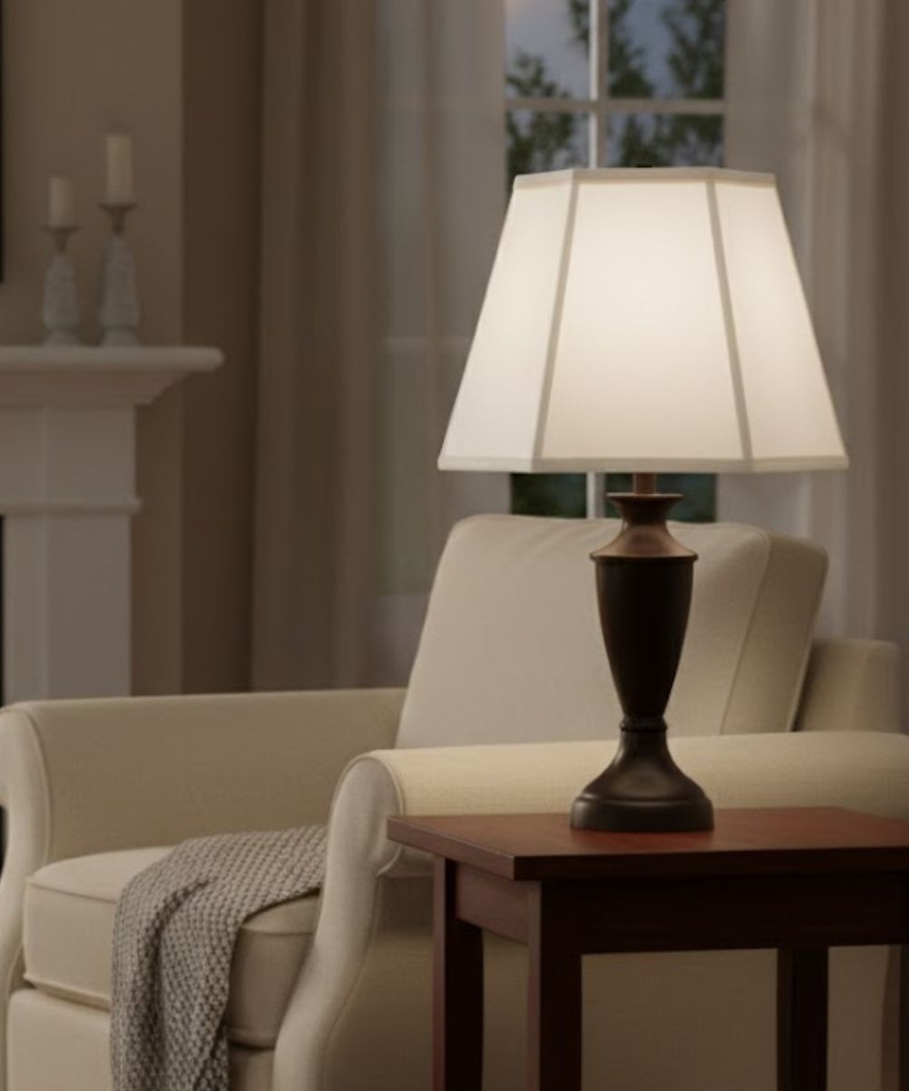 9x14x11 Ivory Shadow Tapered Hexagon Hardback Lampshade