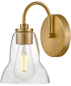 Vera 1-Light Small Single Light Vanity in Lacquered Brass