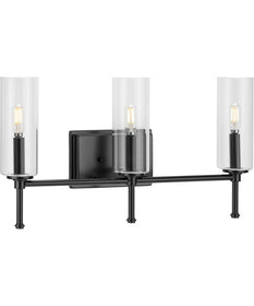 Elara 3-Light Clear Glass New Traditional Bath Vanity Light Matte Black