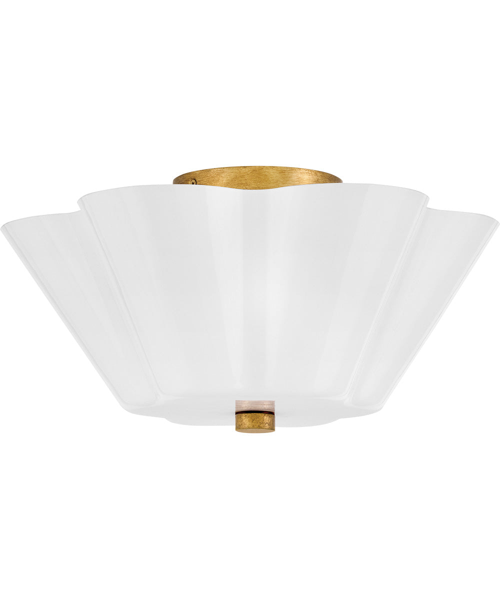 Honey 3-Light Medium Semi-Flush Mount in Distressed Brass