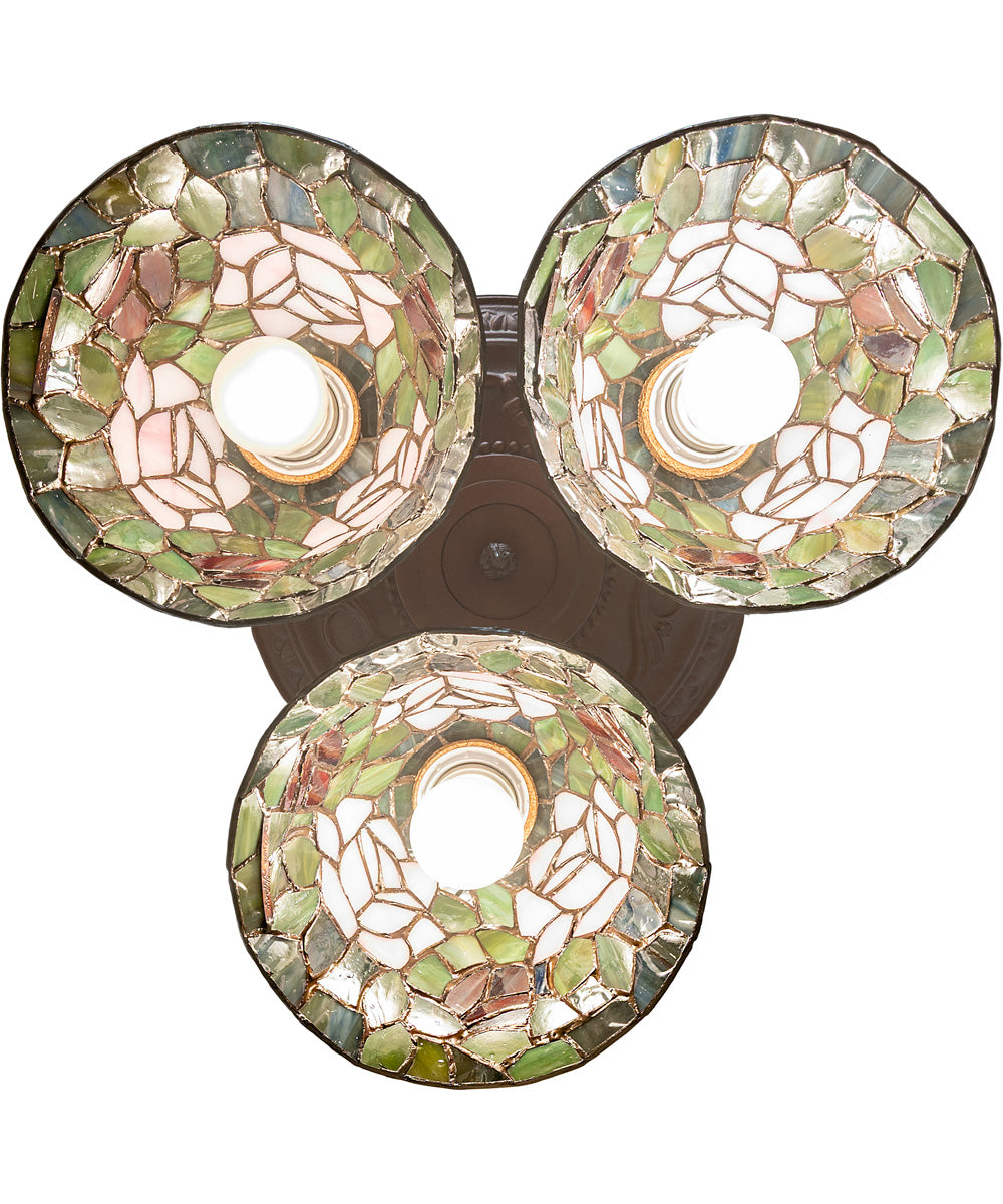 16" Wide Tiffany Rosebush 3 Light Semi-Flush Mount