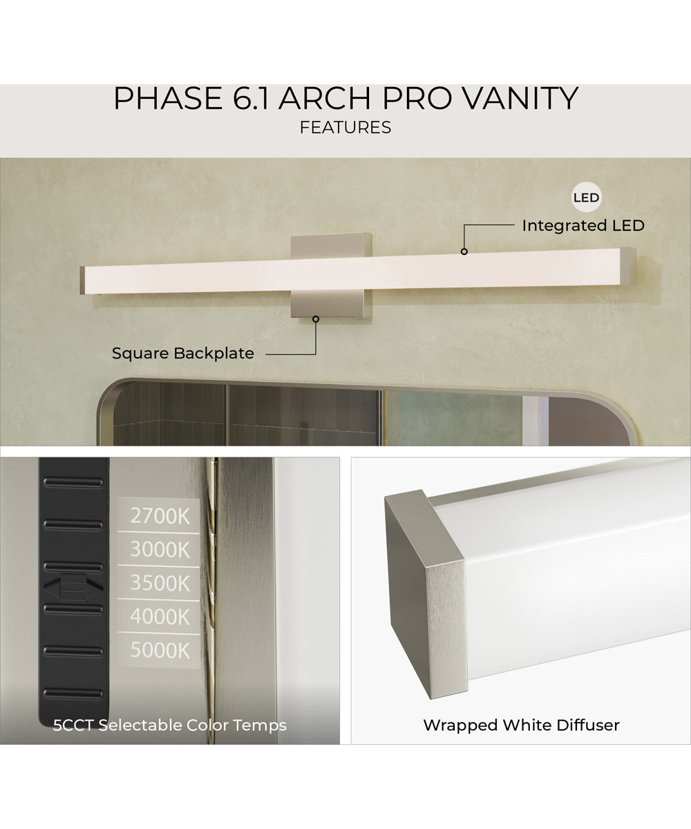 Phase 6.1 36 in. 5CCT Integrated LED Linear Vanity Light Brushed Nickel
