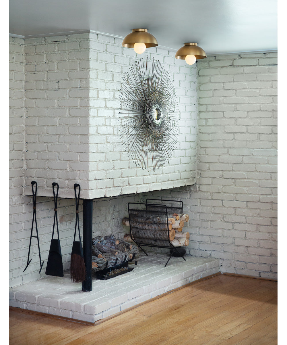 Stu 1-Light Small Flush Mount in Lacquered Brass