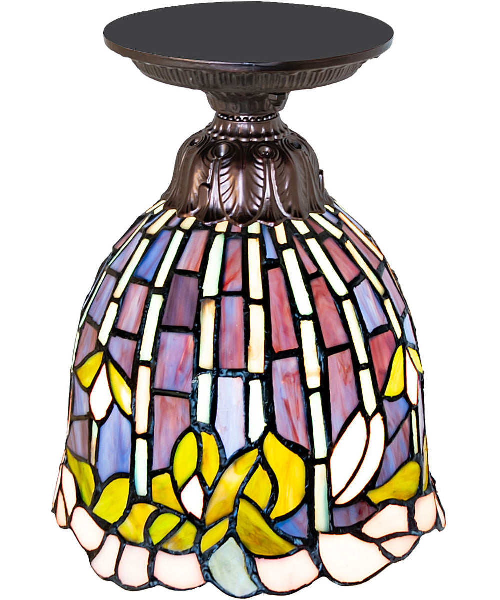 8" Wide Tiffany Flowering Lotus Flushmount