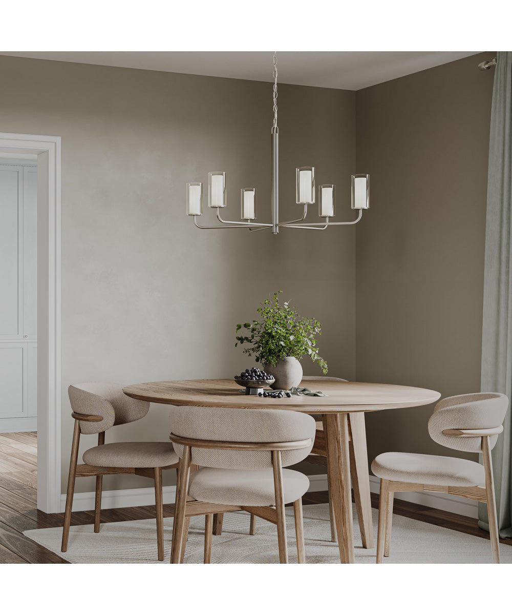 Mack 6-Light Chandelier with Layered Glass Shades Brushed Nickel