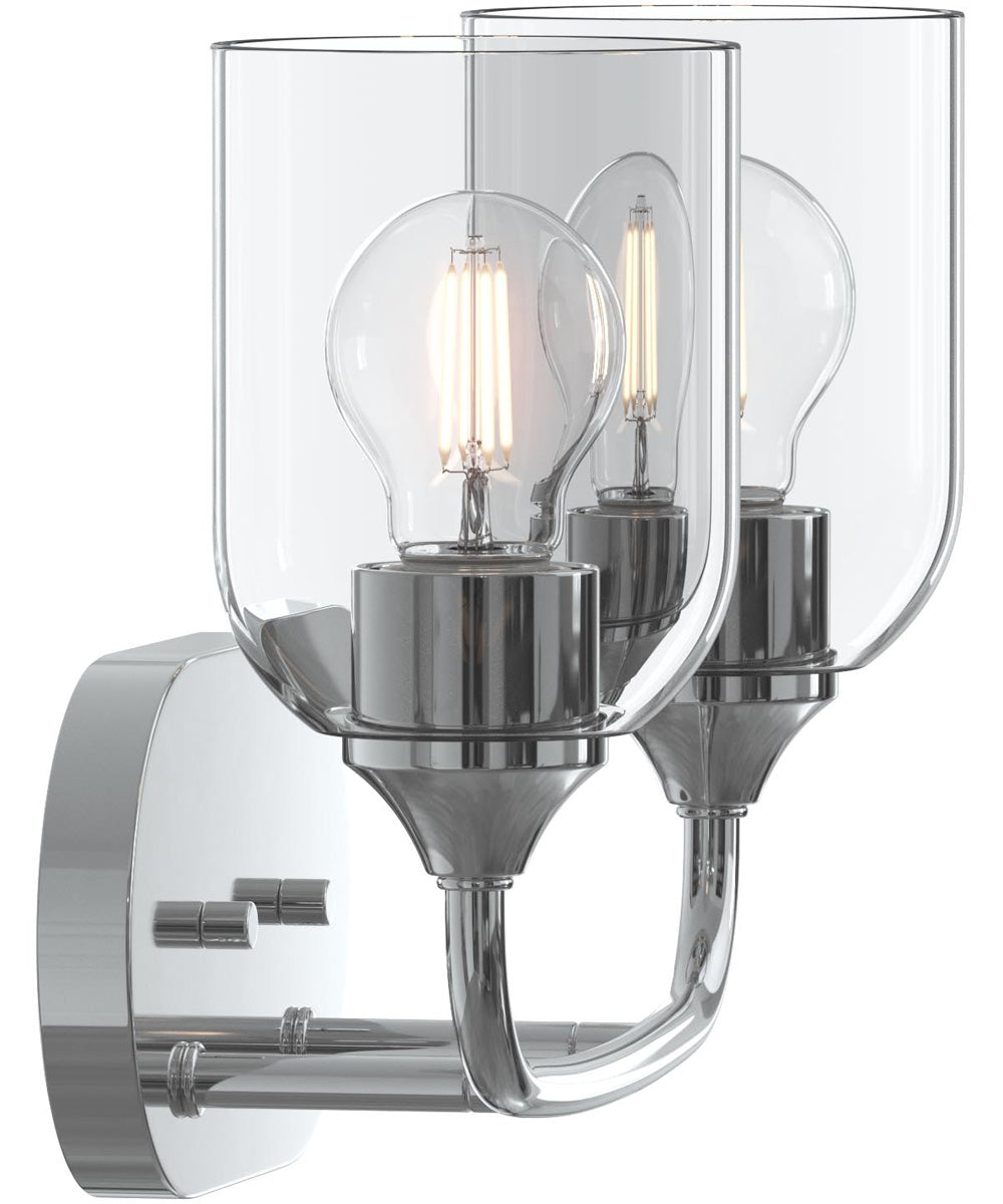 Ilia 2-Light Bath Vanity with Clear Glass Shade Polished Chrome