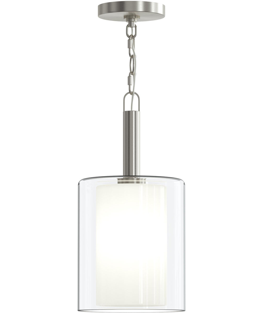 Mack 1-Light Pendant with Layered Glass Shade Brushed Nickel
