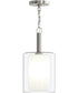 Mack 1-Light Pendant with Layered Glass Shade Brushed Nickel