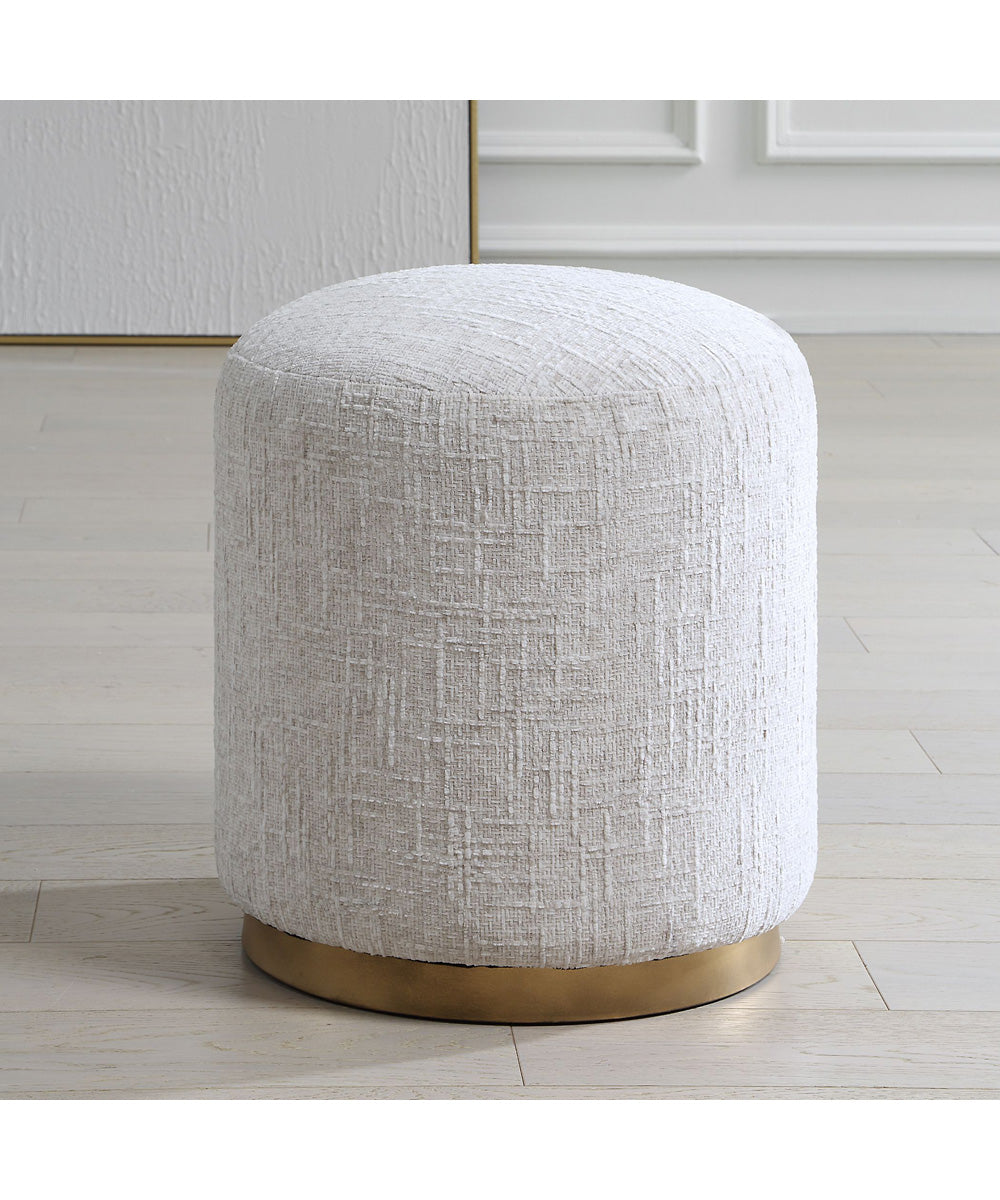 Upholstered Ottoman with Textured Off-White Fabric