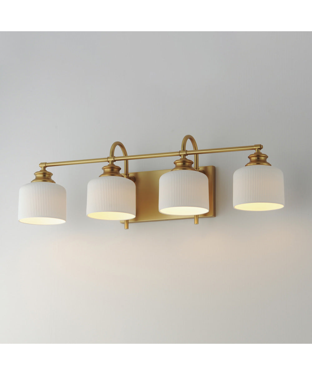 Bisque 4-Light Bath Vanity Natural Aged Brass