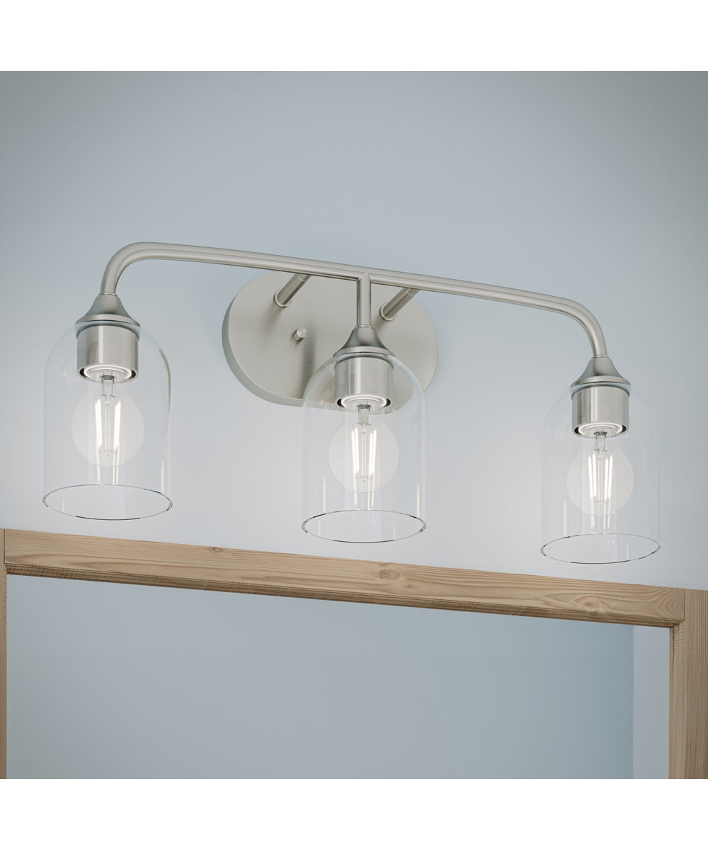 Ilia 3-Light Bath Vanity with Clear Glass Shade Brushed Nickel