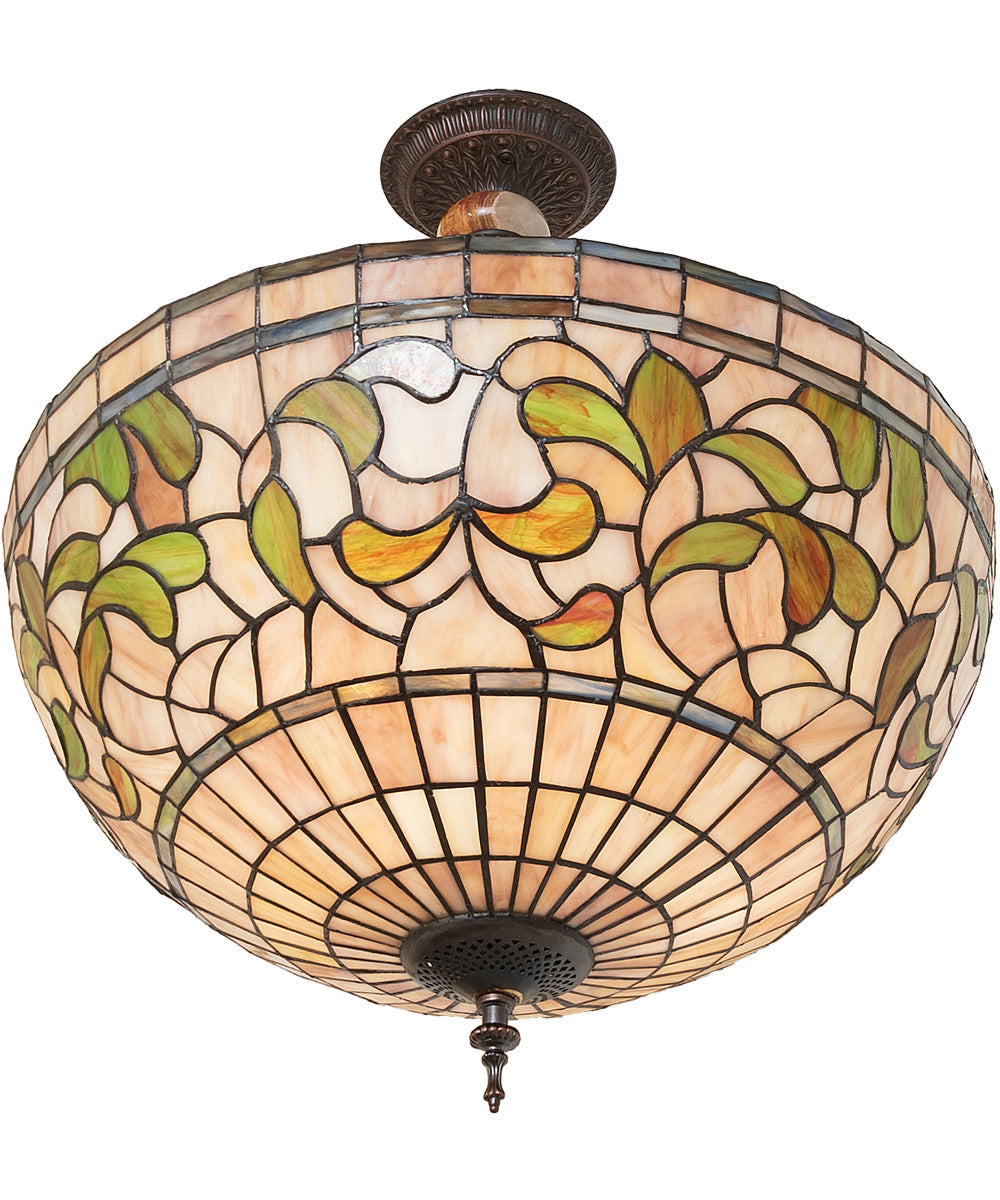 20" Wide Tiffany Turning Leaf Semi-Flushmount