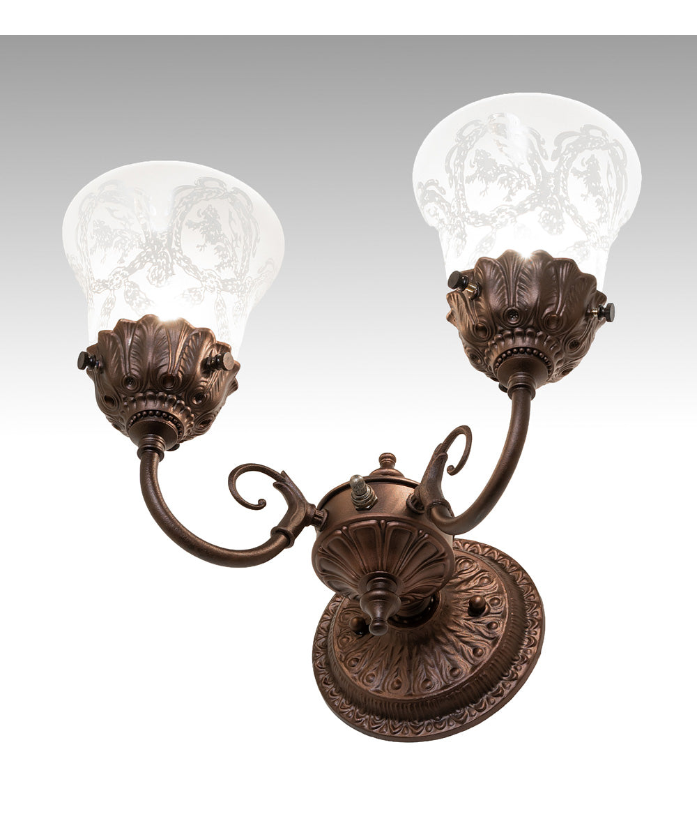 13" Wide Wreath & Garland 2 Light Wall Sconce