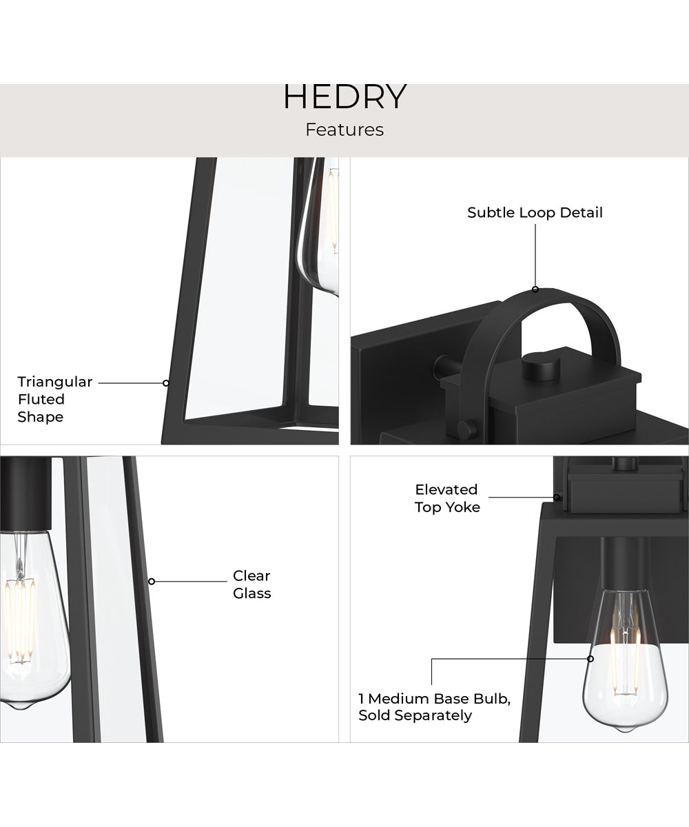 Hedry Medium Outdoor Wall Lantern with Clear Glass Panels Matte Black