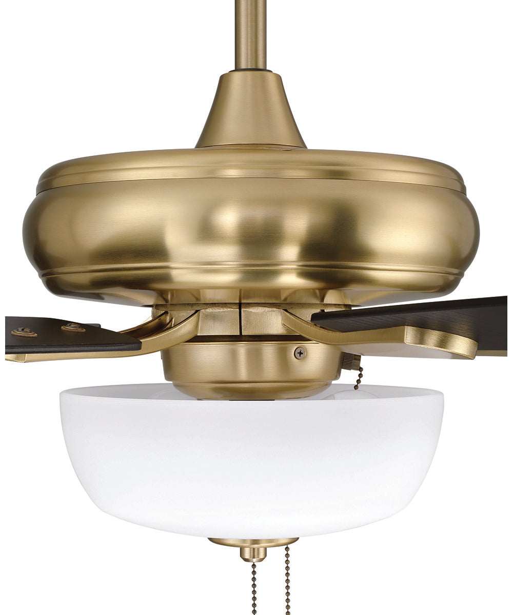EOS 2 Light Frosted White Bowl 52" Ceiling Fan 2-Light Fan Satin Brass