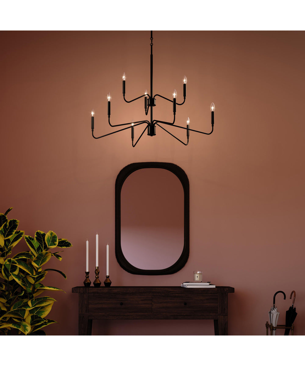Pilar Two-Tier 9-Light Chandelier Matte Black
