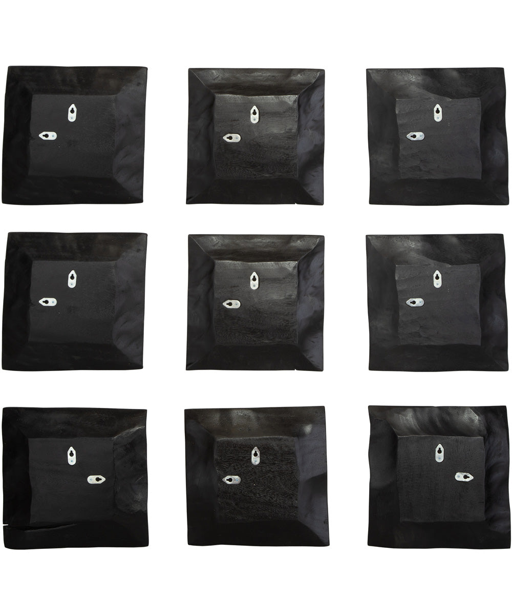 Malosi Black Wood Wall Decor, Set/9