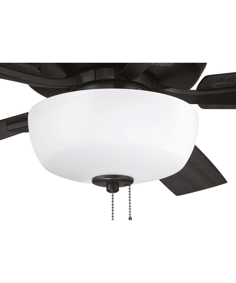 EOS 2 Light Frosted White Bowl 52" Ceiling Fan 2-Light Fan Flat Black