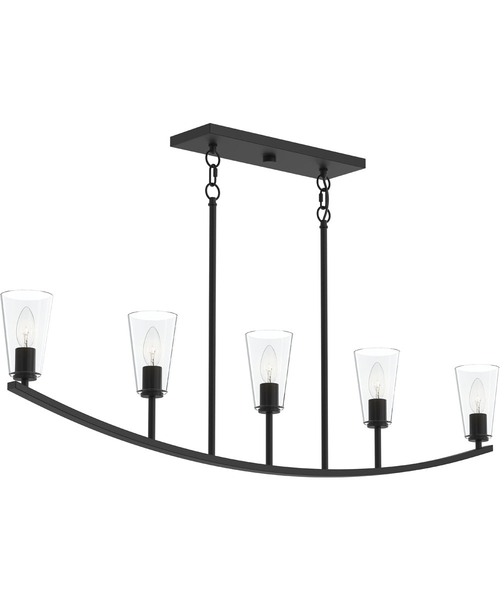 Jheni 5-Light Linear Chandelier with Clear Glass Shades Matte Black
