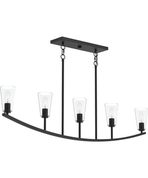 Jheni 5-Light Linear Chandelier with Clear Glass Shades Matte Black