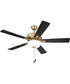EOS 2 Light Frosted White Bowl 52" Ceiling Fan 2-Light Fan Satin Brass