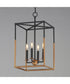 Soho 4-Light Pendant Black/Weathered Brass