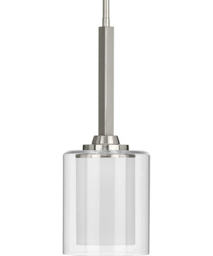 Kene 1-Light Clear Glass Craftsman Pendant Light Brushed Nickel
