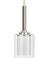 Kene 1-Light Clear Glass Craftsman Pendant Light Brushed Nickel