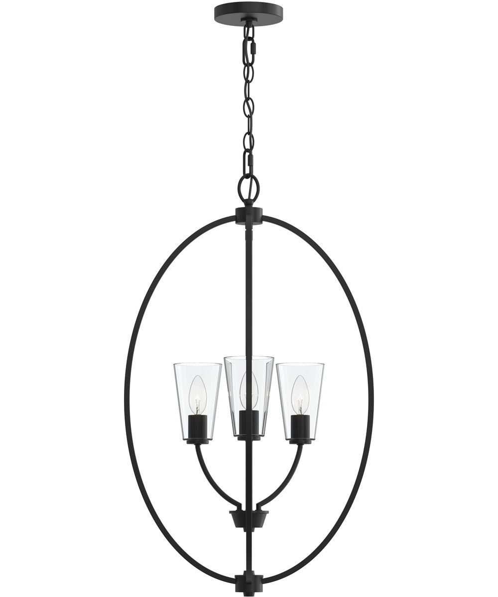 Jheni 3-Light Foyer Pendant with Clear Glass Shades Matte Black