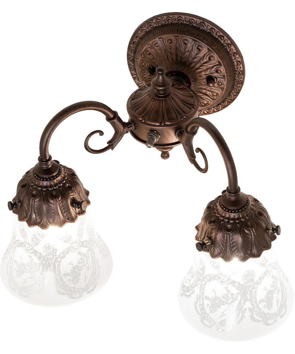 13" Wide Wreath & Garland 2 Light Wall Sconce