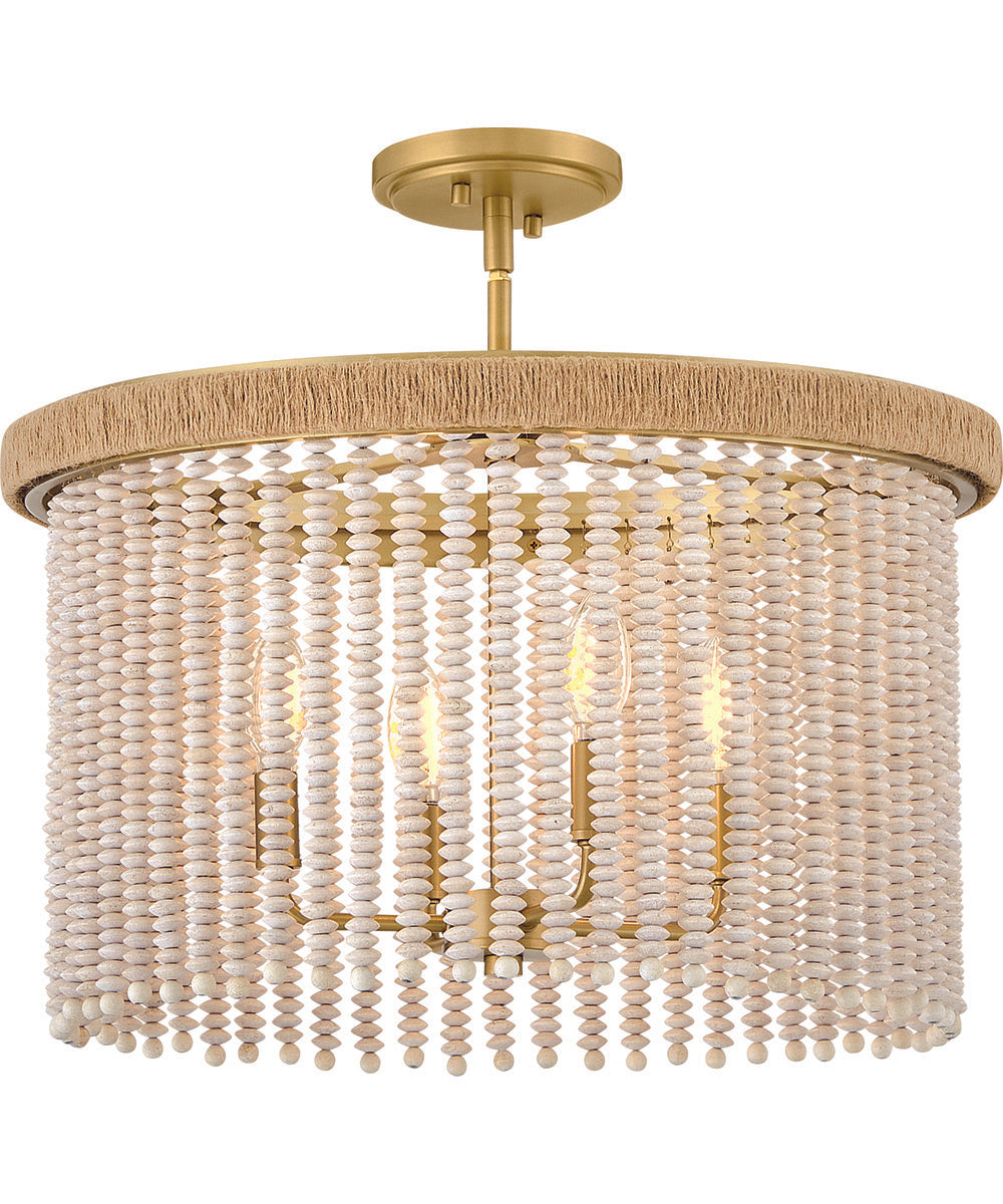 Indra 4-Light Large Convertible Semi-Flush Mount in Lacquered Brass