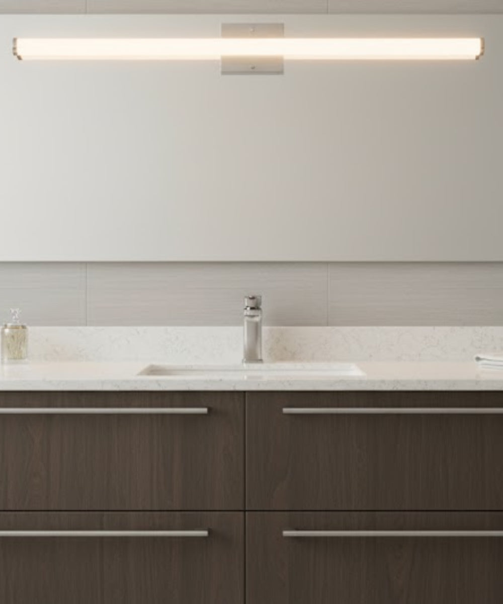 36"W 1-Light LED Round Linear Bath Vanity Light Fixture Brushed Nickel Finish