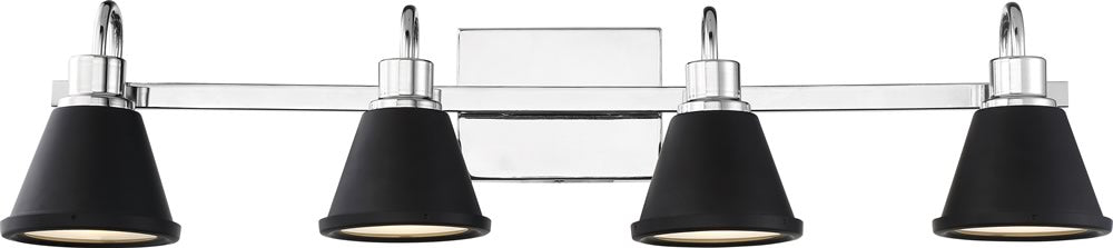 32"W Bette 4-Light LED Vanity & Wall Polished Nickel / Matte Black