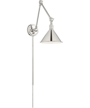 Delancey 1-Light Plug In Portable Wall Polished Nickel, 8"W