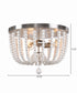 Dumas 16"W 3-Light Brushed Steel Finish Weathered White Wood Bead Flushmount by KenroyHome