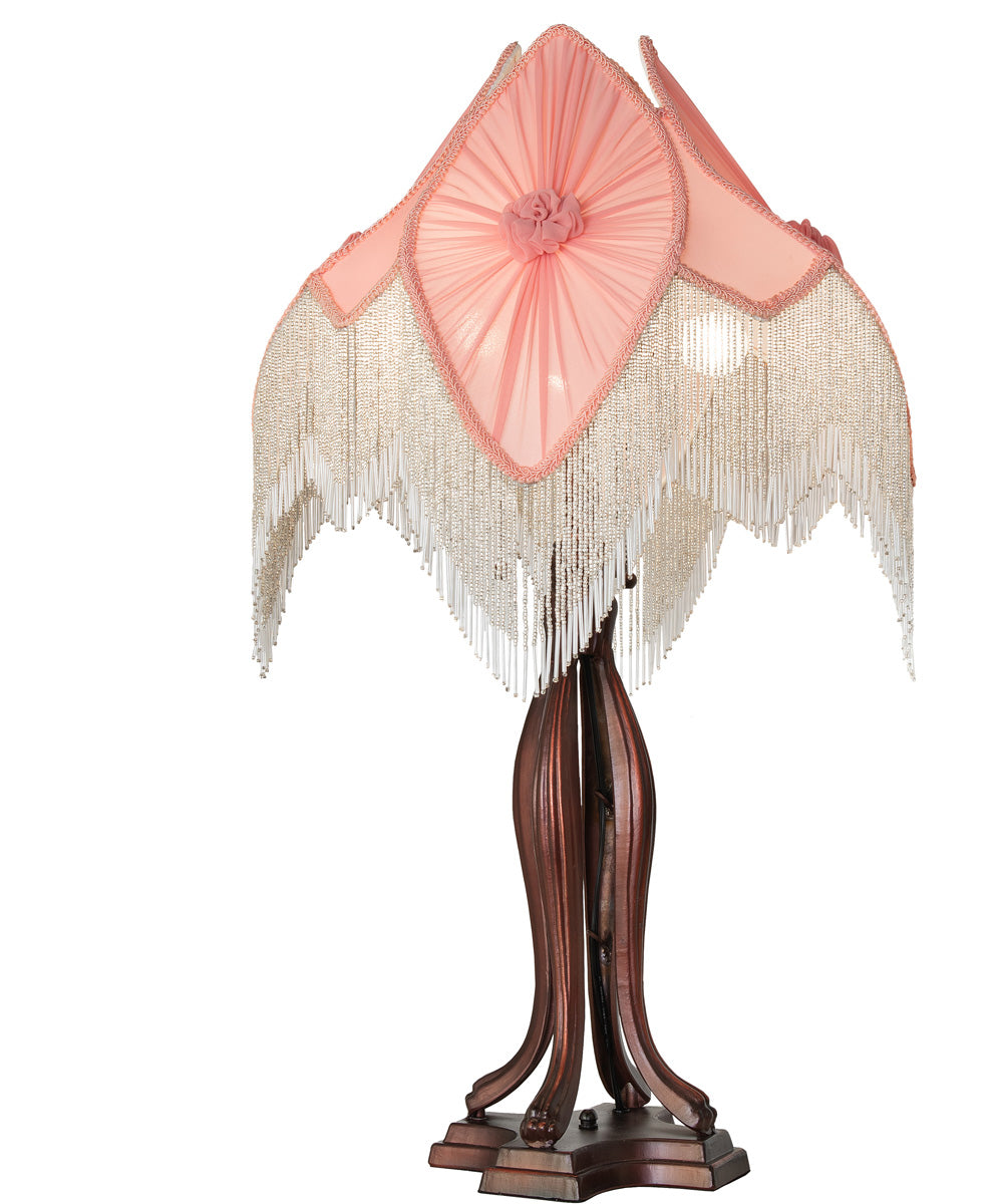 34" High Fabric & Fringe Table Lamp