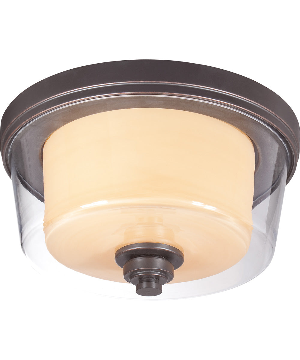 13"W Decker 2-Light Close-to-Ceiling Sudbury Bronze