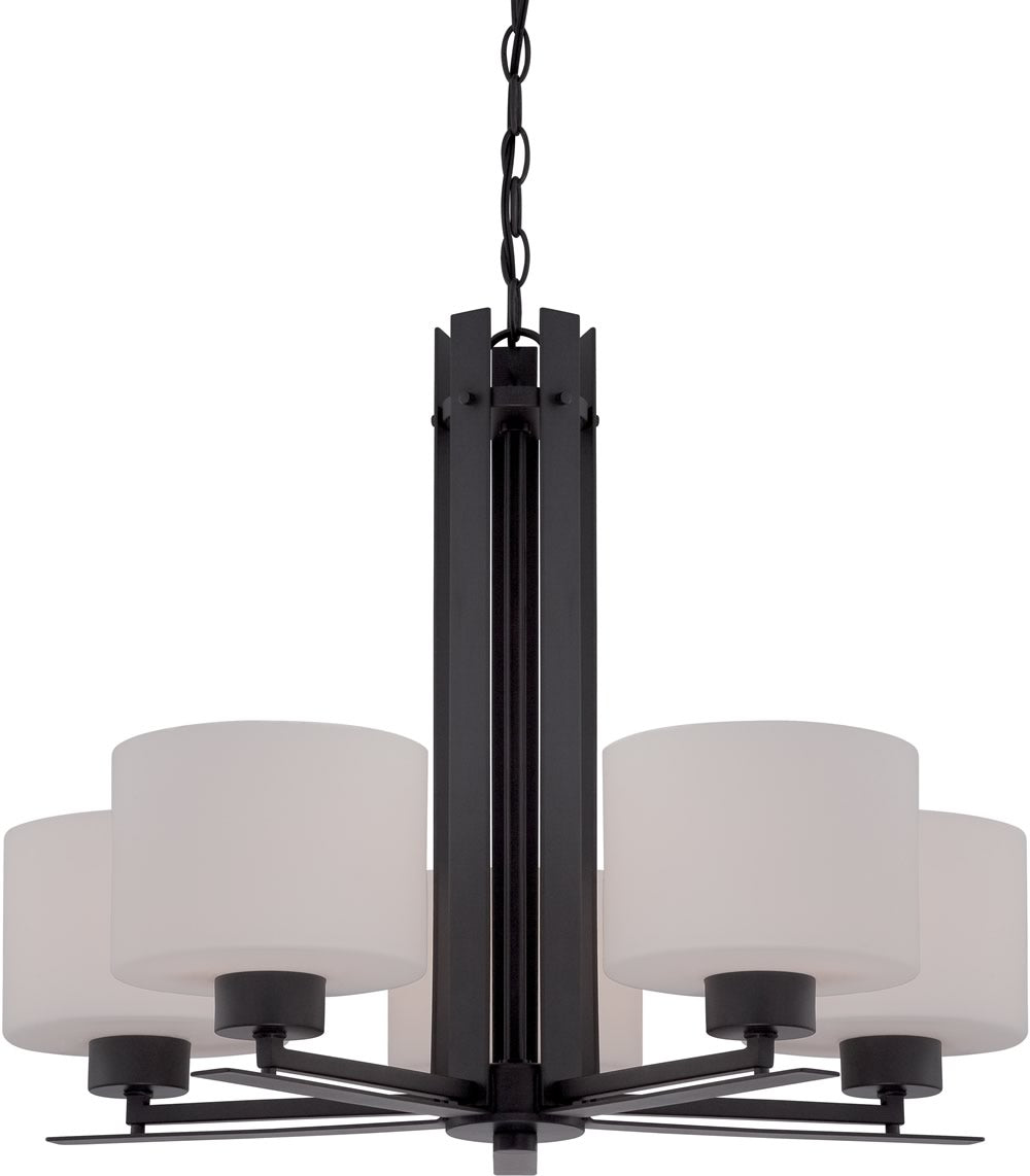 26"W Parallel 5-Light Chandelier Aged Bronze