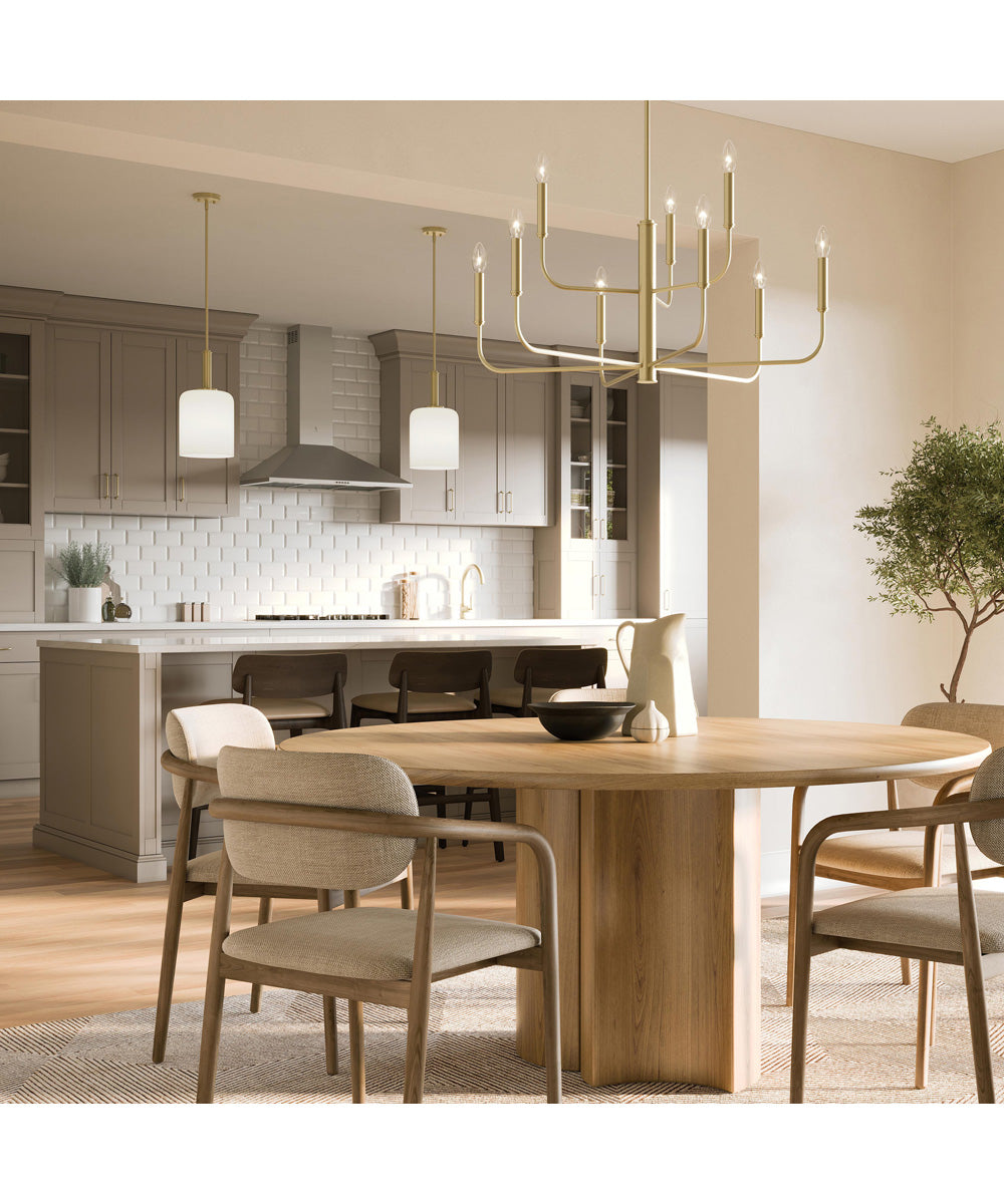 Reines 1-Light Pendant with Opal Glass Shade Brushed Gold