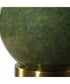 Ceramic Table Lamp with Emerald Green Glaze and Beige Linen