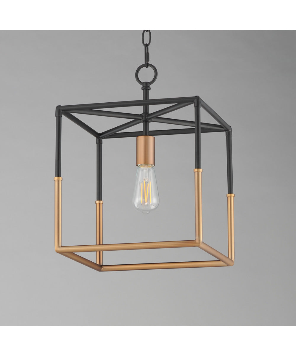 Soho 1-Light Pendant Black/Weathered Brass
