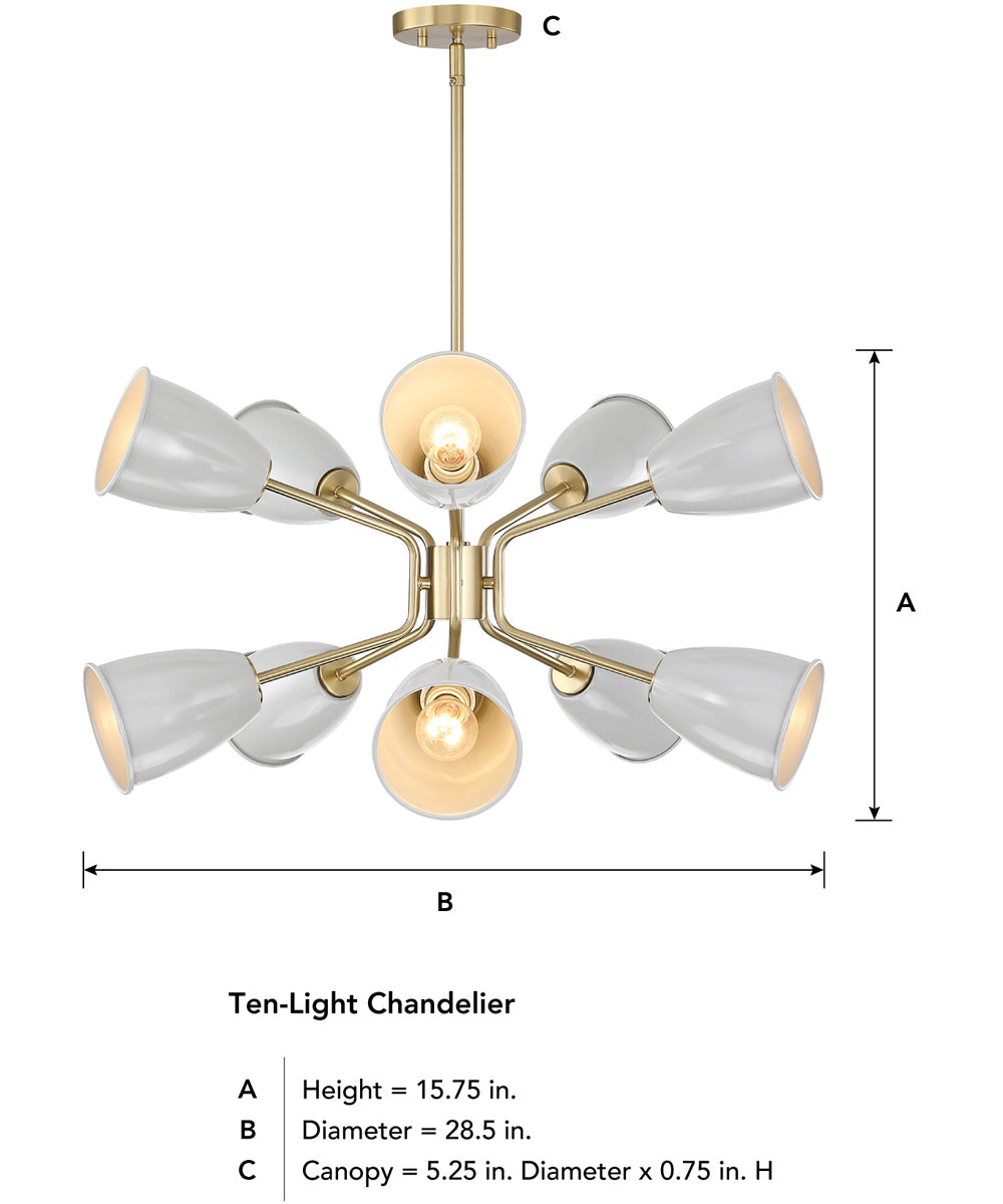 Biba 10 Light Chandelier  Brushed Gold