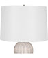 Coastal Woven Rattan Table Lamp with White Linen