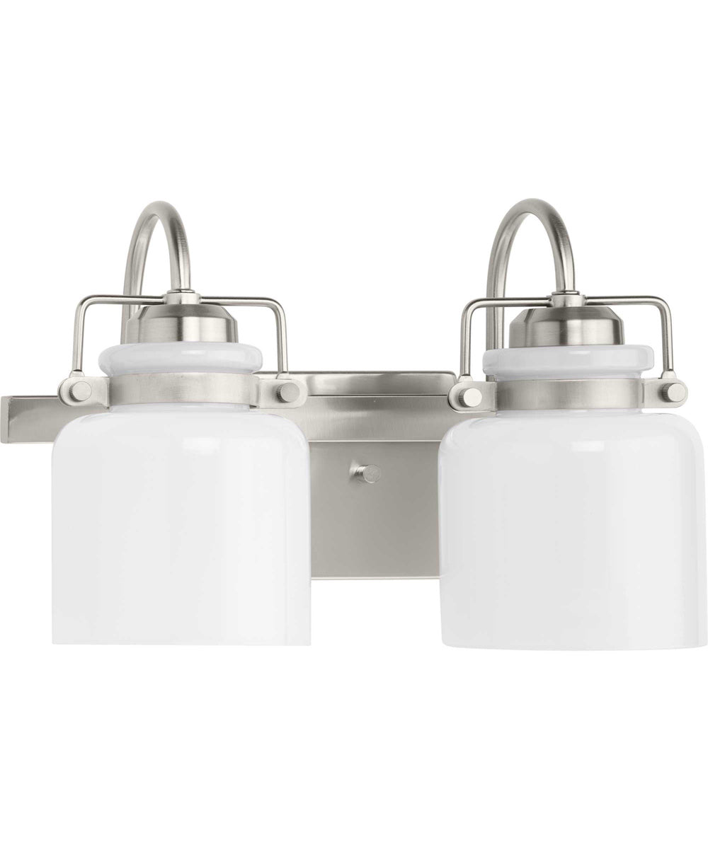 Fessler 2-Light Opal Glass Farmhouse Bath Light Brushed Nickel