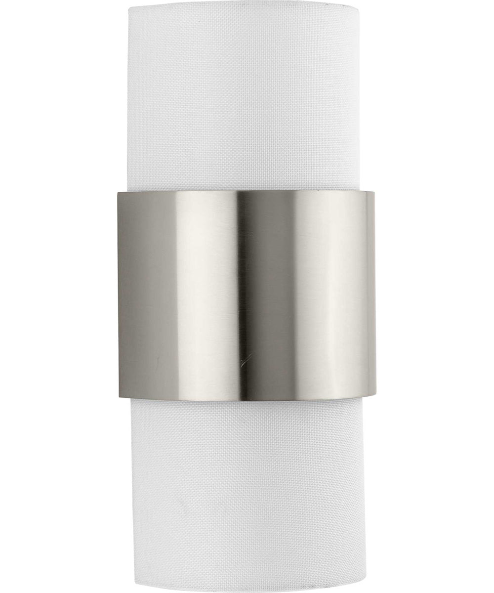 Silva 2-Light White Linen Shade Wall Sconce Brushed Nickel