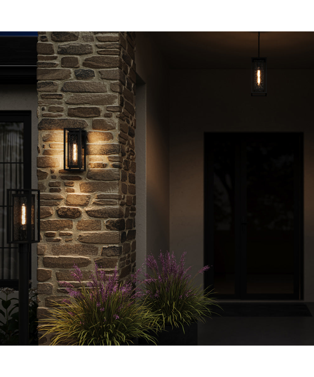 Shaw 15 inch 1 Light Outdoor Wall Light with Clear Glass Textured Black