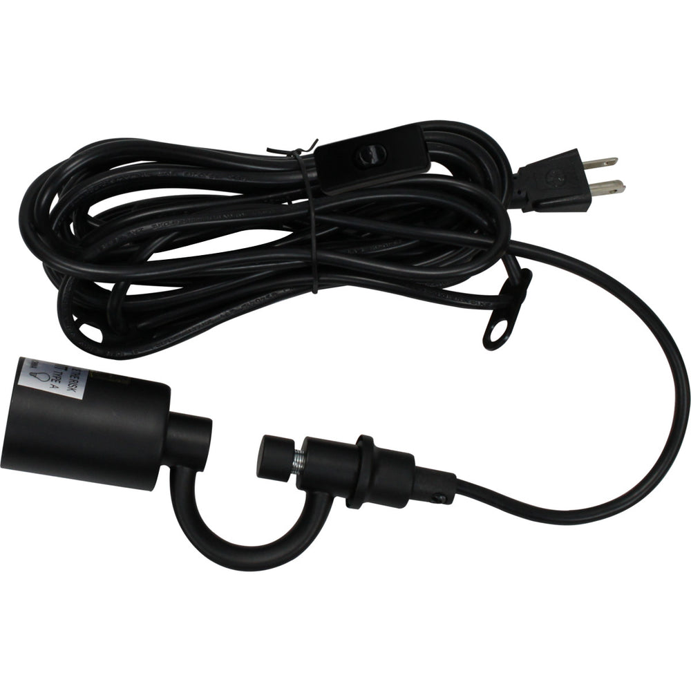 14"W 1 Light Swag Plug-In Pendant  White Shade Black Cord