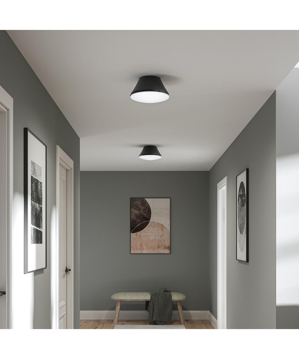 Avra Medium 2-Light Flush Mount with Etched White Glass Shade Matte Black
