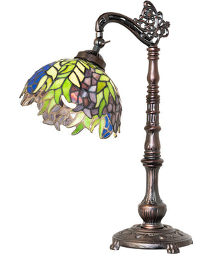 20" High Tiffany Honey Locust Bridge Arm Table Lamp